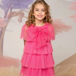 EIRENE Girls Glittery Pink Tulle Dress Outlet