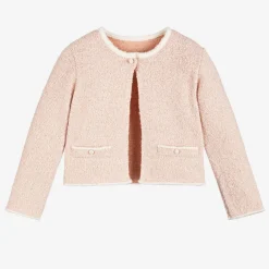 Lapin House Girls Glittery Pink Wool Knit Cardigan New