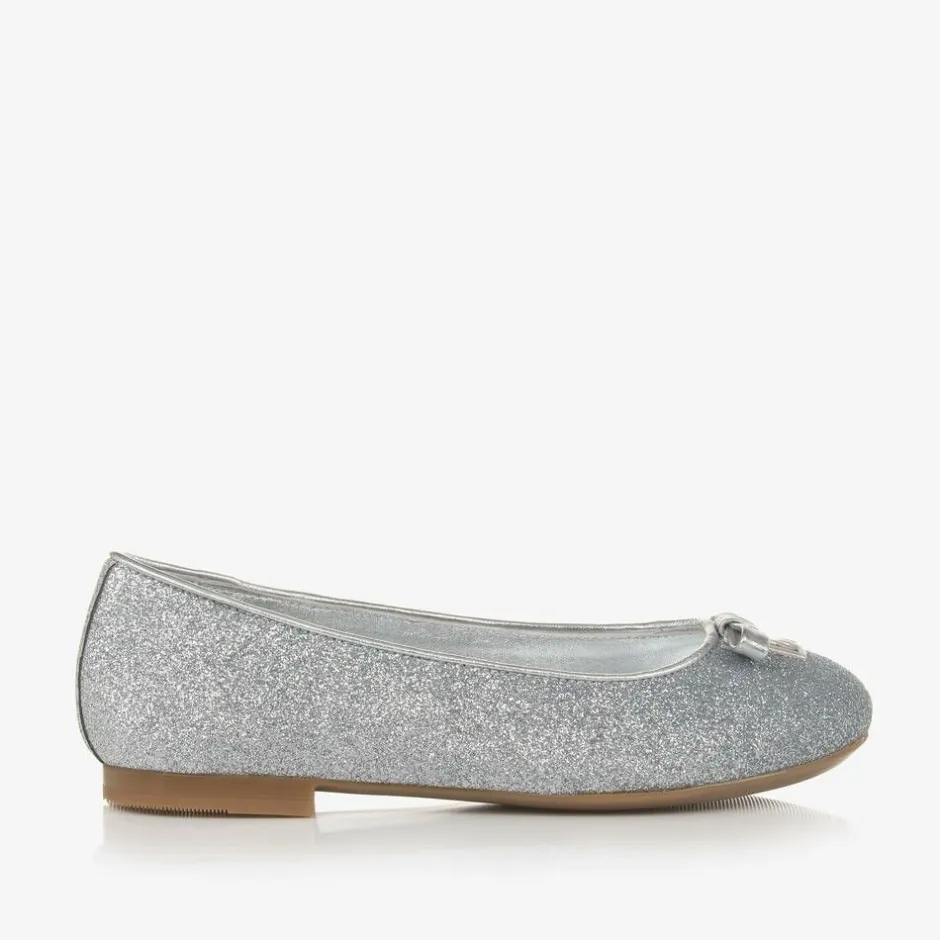 Dolce amp; Gabbana Girls Glittery Silver Leather DG Pumps Online