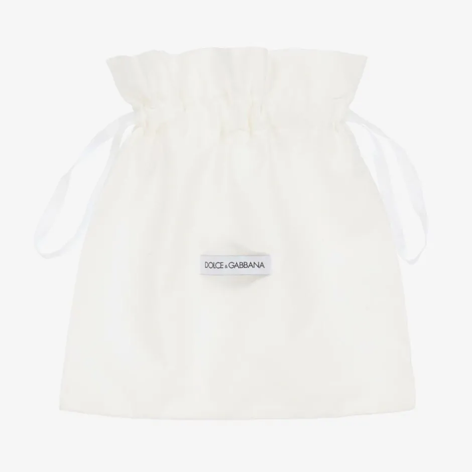 Dolce amp; Gabbana Girls Glittery Silver Leather DG Pumps Online