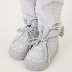 Monnalisa Girls Glittery Silver Quilted Boots Clearance