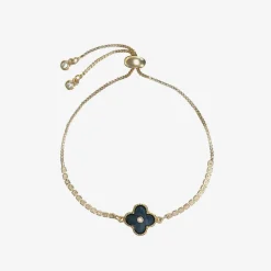 David Charles Girls Gold & Black Clover Bracelet Best