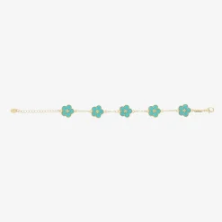 David Charles Girls Gold & Blue Flower Bracelet Clearance