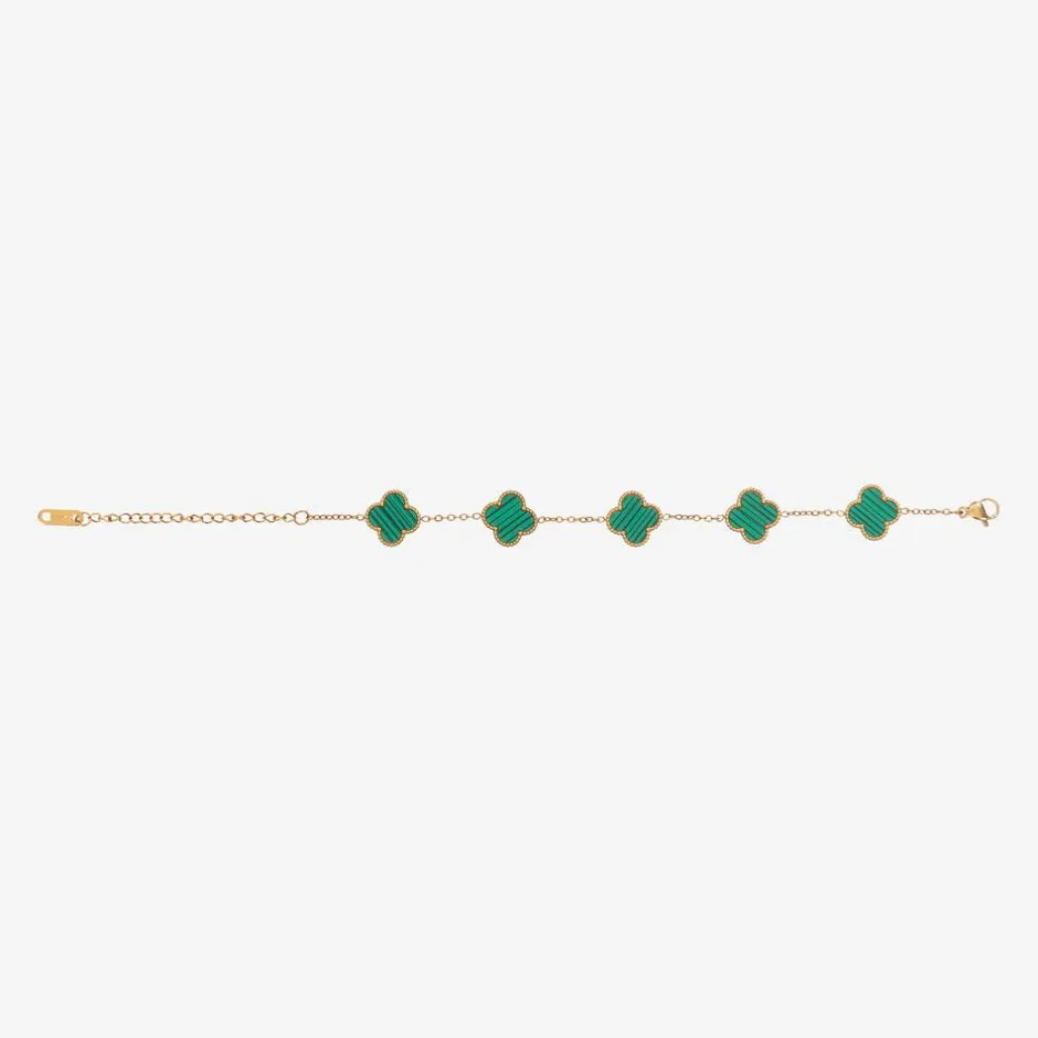 David Charles Girls Gold & Green Clover Bracelet Hot