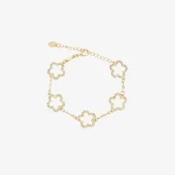 David Charles Girls Gold & Ivory Clover Bracelet Discount
