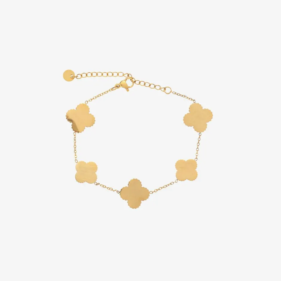 David Charles Girls Gold & Pink Clover Bracelet Online