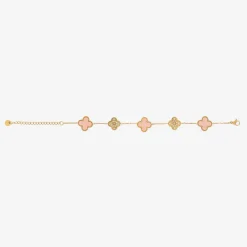 David Charles Girls Gold & Pink Clover Bracelet Online