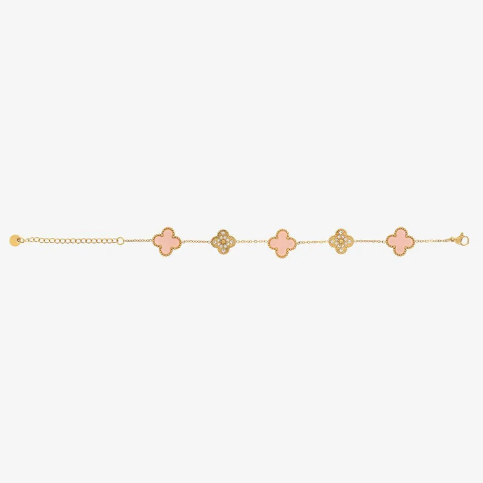 David Charles Girls Gold & Pink Clover Bracelet Online