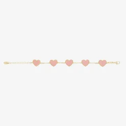 David Charles Girls Gold & Pink Heart Bracelet Clearance