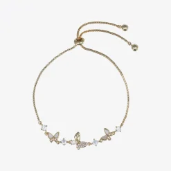 David Charles Girls Gold Butterfly Diamanté Bracelet Discount