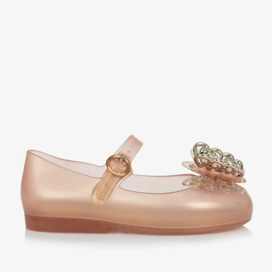 Mini Melissa Girls Gold Butterfly Jelly Shoes Clearance