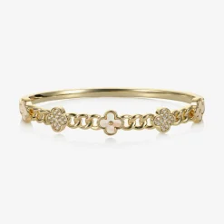 David Charles Girls Gold Clover Bangle New