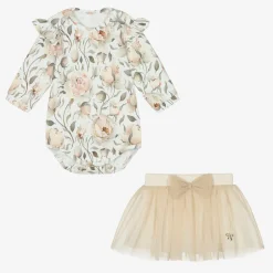 Sofija Girls Gold Cotton Skirt Set Discount