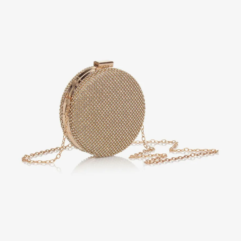 David Charles Girls Gold Diamanté Circle Bag (13cm) Hot