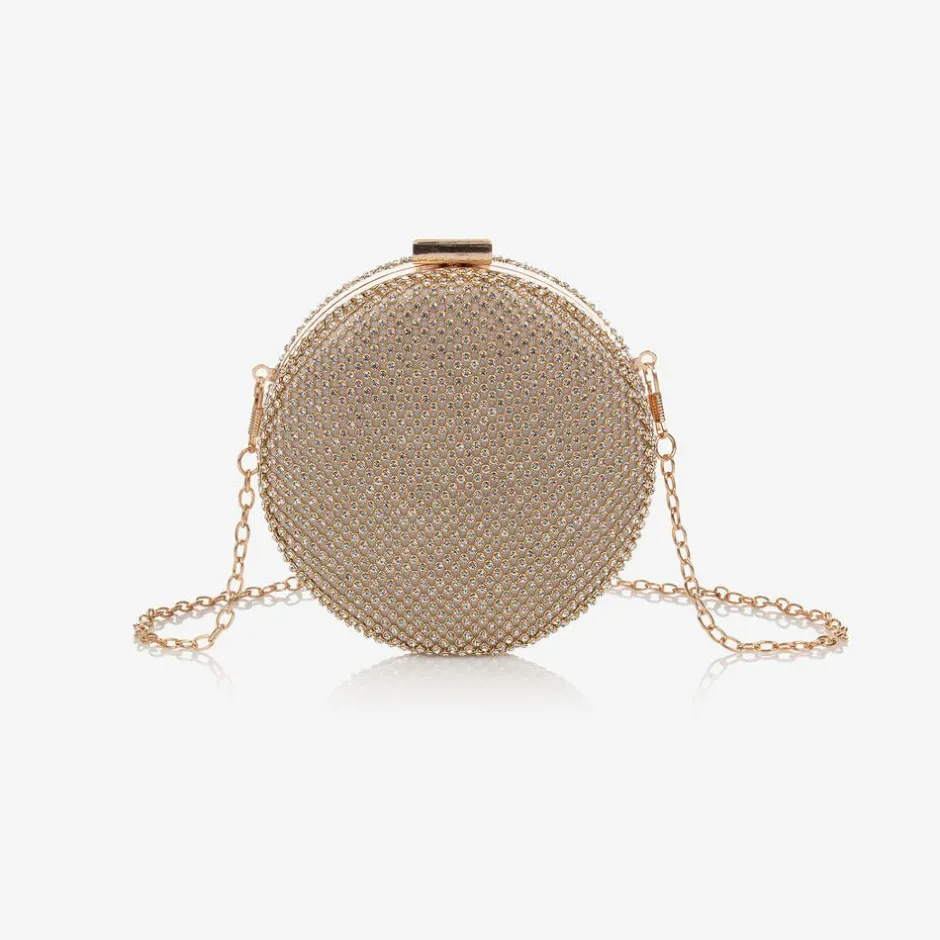 David Charles Girls Gold Diamanté Circle Bag (13cm) Hot