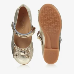 Caramelo Kids Girls Gold Faux Leather Pumps Hot
