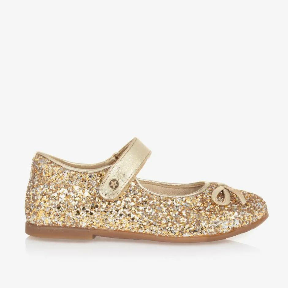 Naturino Girls Gold Glitter Ballerina Pumps