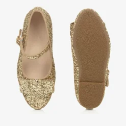 Age of Innocence Girls Gold Glitter Bow Pumps Discount