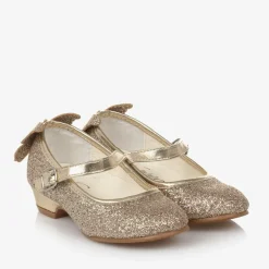 Sevva Girls Gold Glitter Butterfly Shoes New