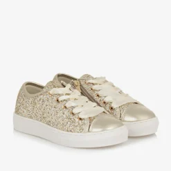 Sevva Girls Gold Glitter Lace-Up Trainers Outlet