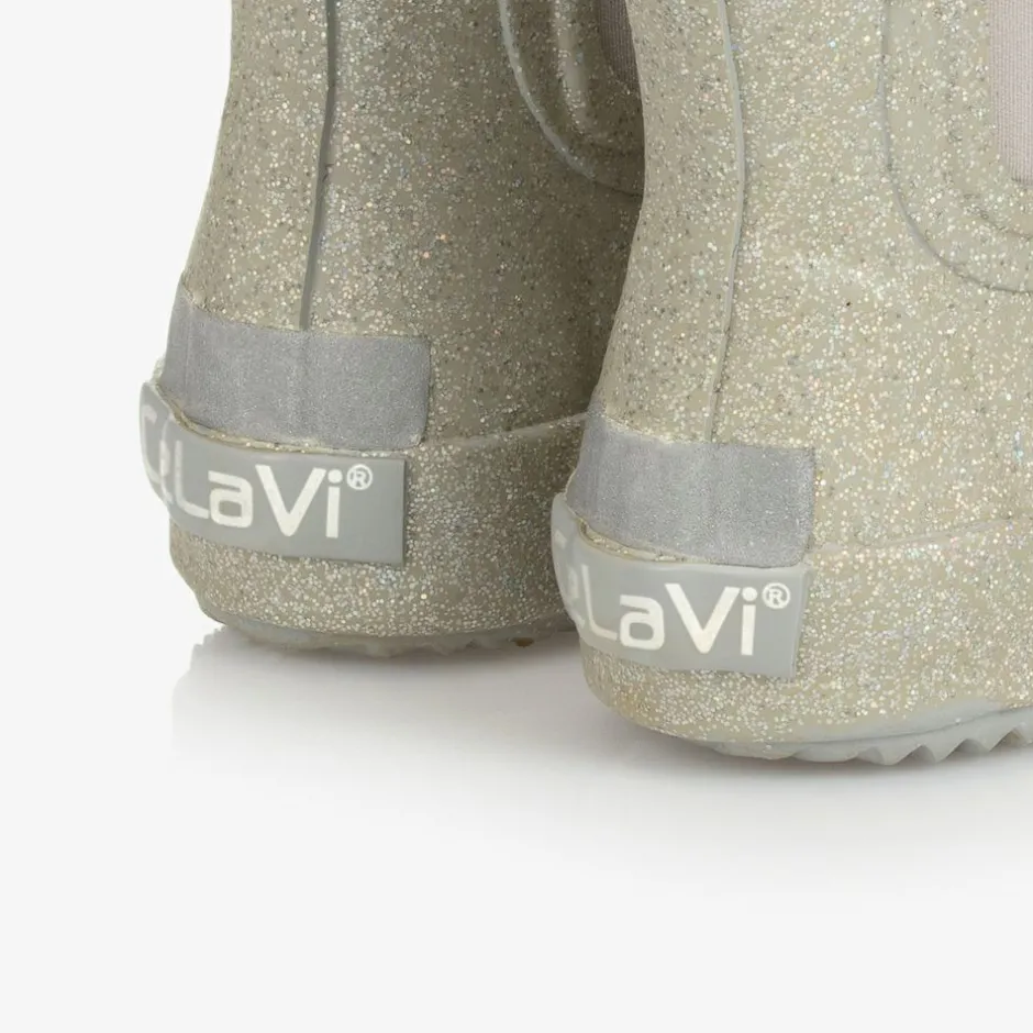 CeLaVi Girls Gold Glitter Rain Boots Discount