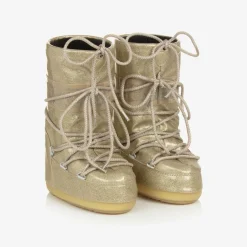 Moon Boot Girls Gold Glitter Snow Boots