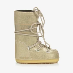 Moon Boot Girls Gold Glitter Snow Boots