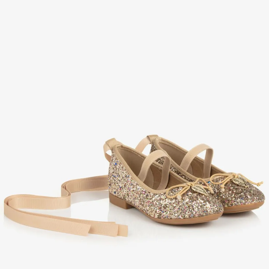 Angels Face Girls Glittery Ballerina Flats Gold Online