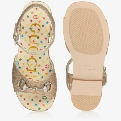 Gucci Girls Gold Horsebit Sandals Discount
