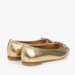 Dolce amp; Gabbana Girls Gold Leather DG Ballerina Pumps Online