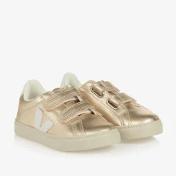 VEJA Girls Gold Leather Esplar Trainers Discount