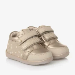 Mayoral Girls Gold Leather First Walker Trainers