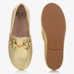 Irpa Girls Gold Leather Loafers Best