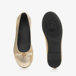Versace Girls Gold Leather Medusa Pumps Sale