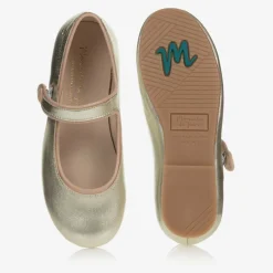 Manuela de Juan Girls Gold Leather Pumps Best