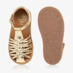 Pom dApi Girls Gold Leather Sandals Clearance