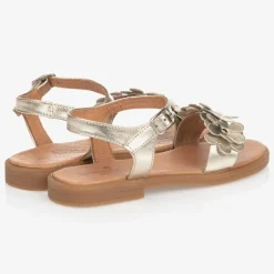 Childrens Classics Girls Gold Leather Sandals Discount