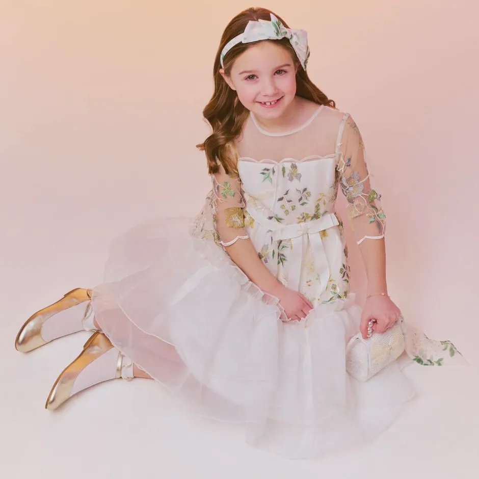 Childrens Classics Girls Gold Leather Shoes Discount