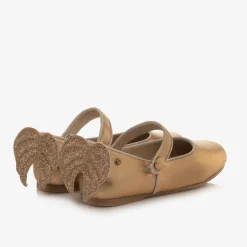 Manuela de Juan Girls Gold Leather Shoes Clearance