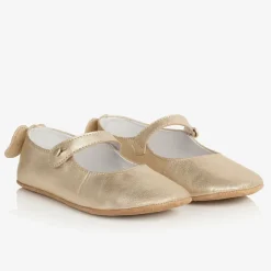 Marie-Chantal Girls Gold Leather Shoes Online