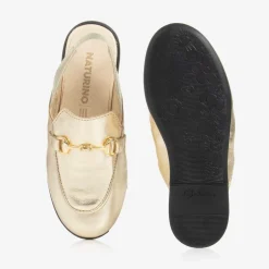 Naturino Girls Gold Leather Slingback Loafers Outlet