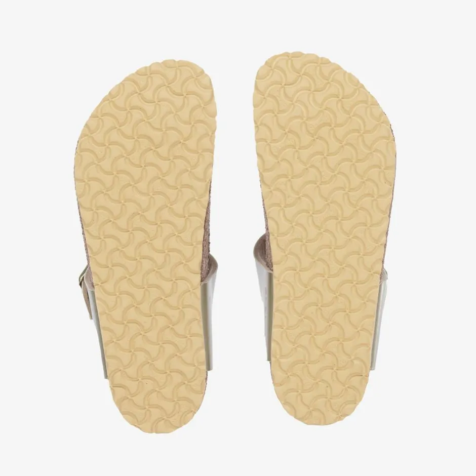 Birkenstock Girls Gold Leather T-Bar Flip-Flops Clearance