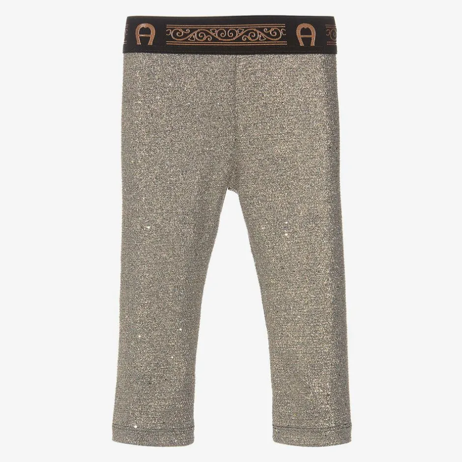 AIGNER Girls Gold Metallic Leggings Sale