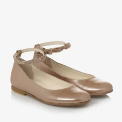 Bonpoint Girls Gold Patent Leather Ballerina Shoes Clearance