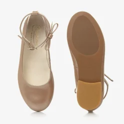 Bonpoint Girls Gold Patent Leather Ballerina Shoes Clearance
