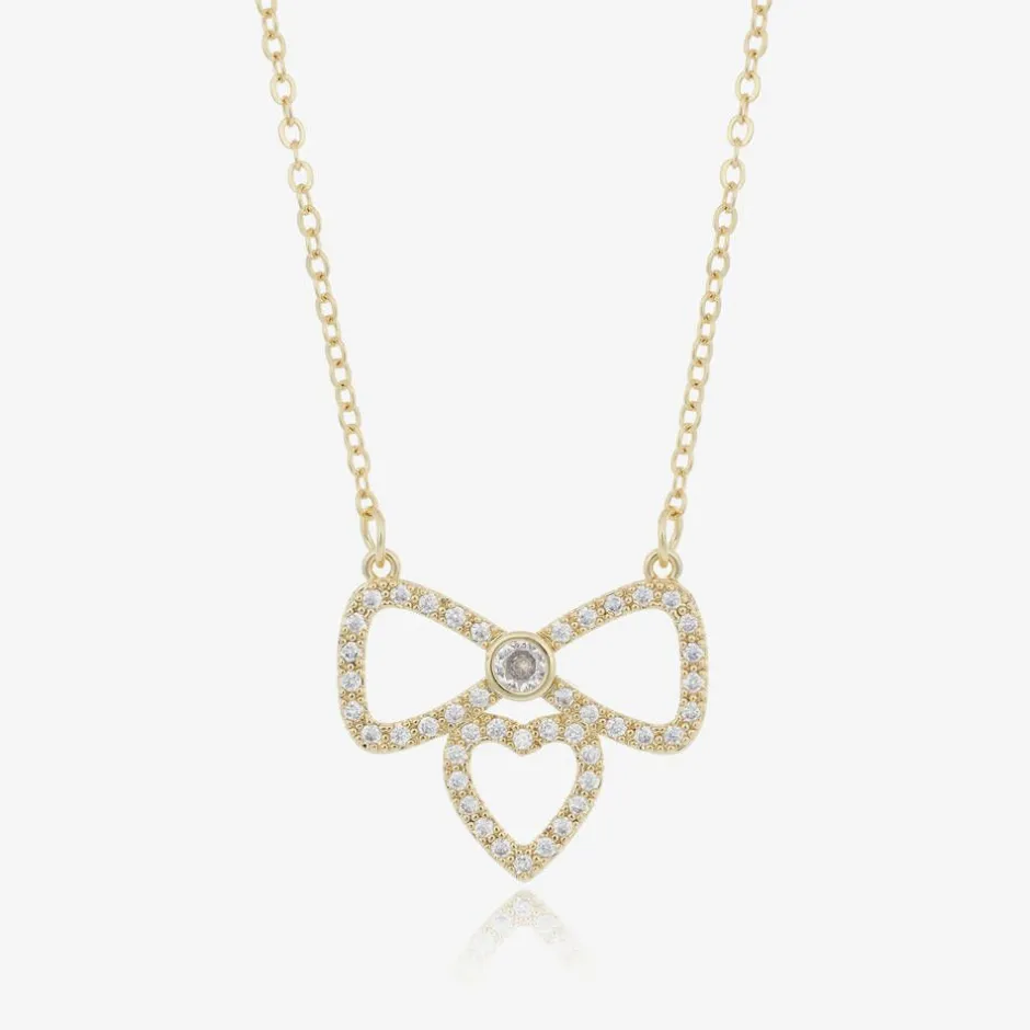 Angels Face Girls Gold Plated Bow Necklace (44cm) New