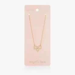 Angels Face Girls Gold Plated Bow Necklace (44cm) New