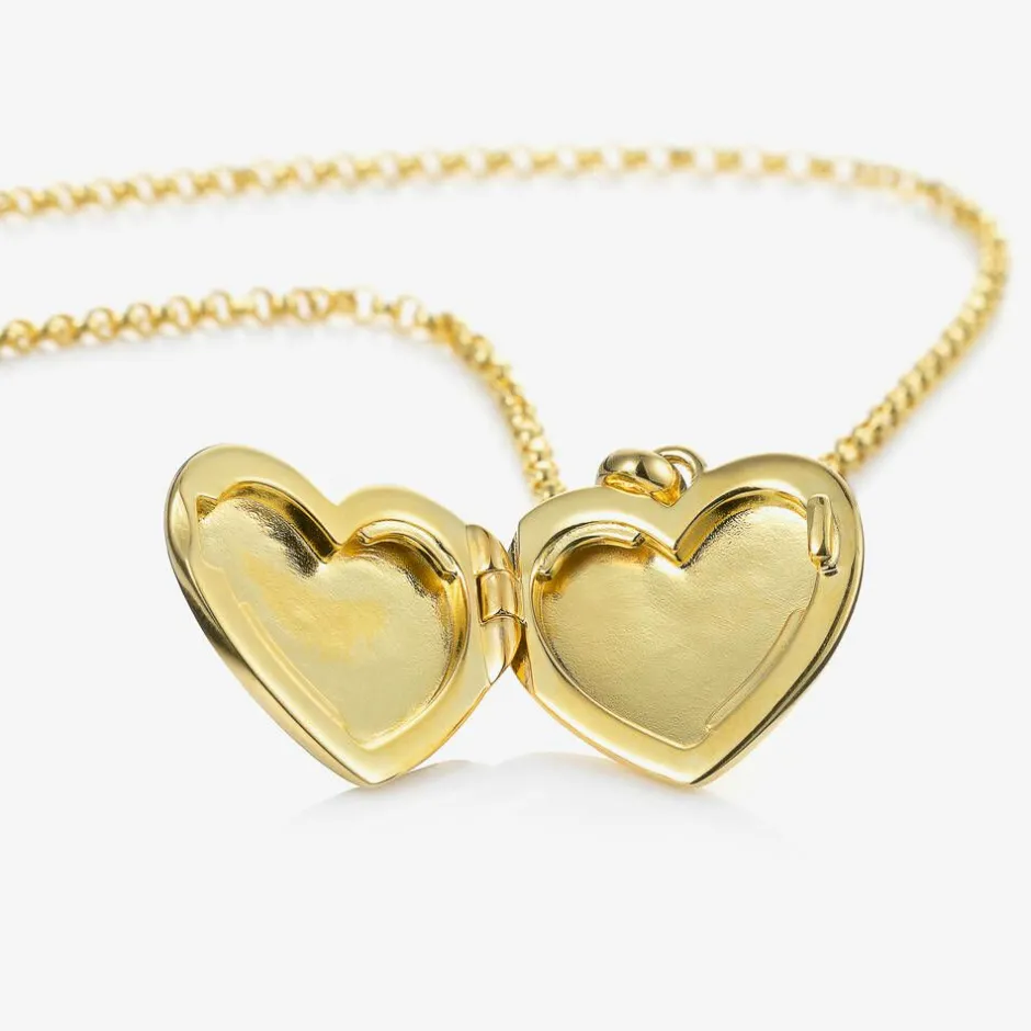 Little Star Girls Gold Plated Personalised Heart Locket (38cm) New