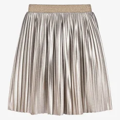 Childrensalon Occasions Girls Gold Pleated Skirt Hot