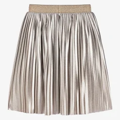 Childrensalon Occasions Girls Gold Pleated Skirt Hot